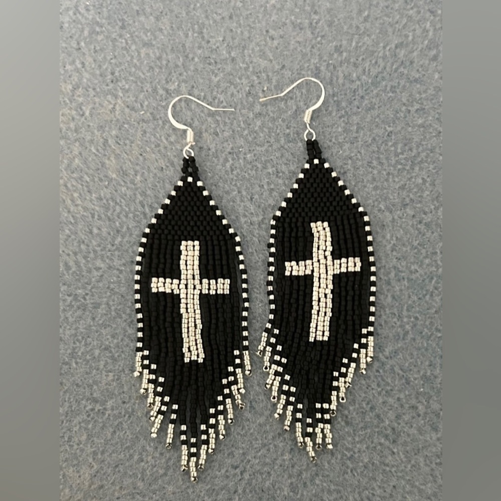 Beaded cross earrings
